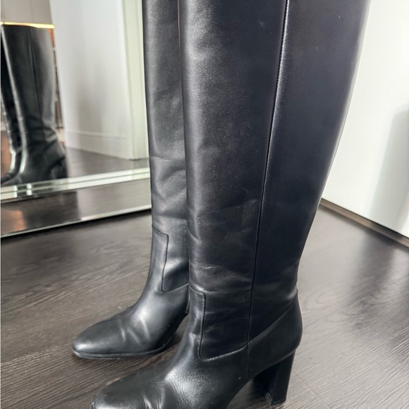 Zara Shoes - Zara Black Heeled Knee-High Leather Boots